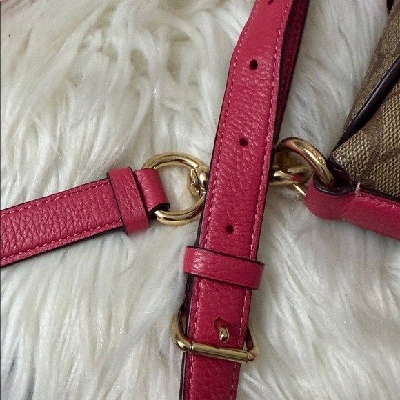 Coach c2817 Addie Crossbody In Signature Canvas Khaki Fuschia Org $328 - Picture 13 of 13